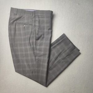 Ted Baker Pants Mens 33x29 Gray Plaid Wool Blend Italian Fabric Jay Dressy Work